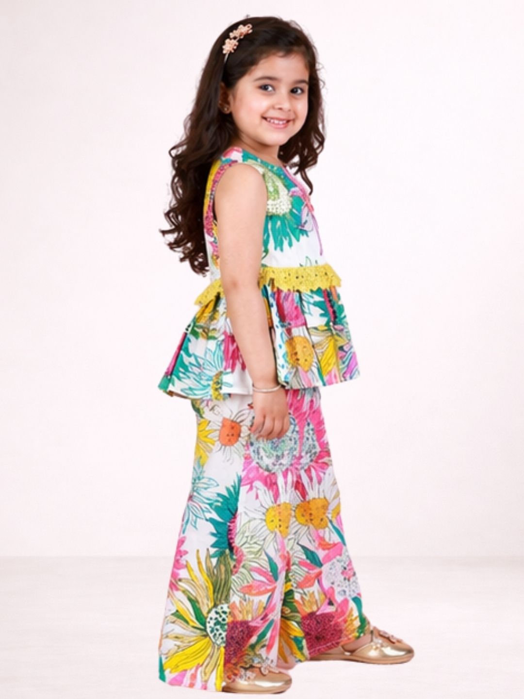 Petal Play Girls Multicolor Top with Pants Set