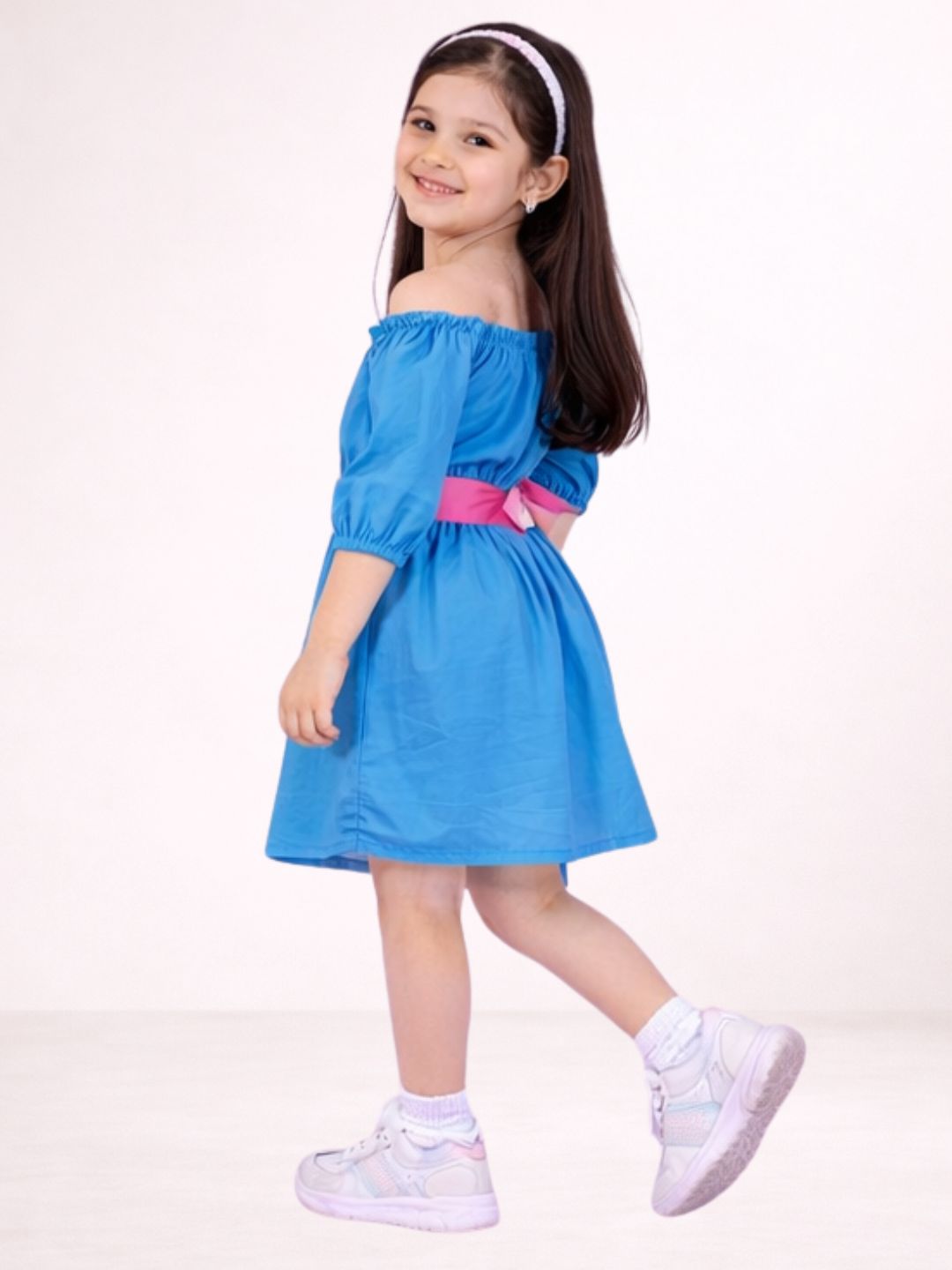 Petal Play Girls Cotton Blue Dress