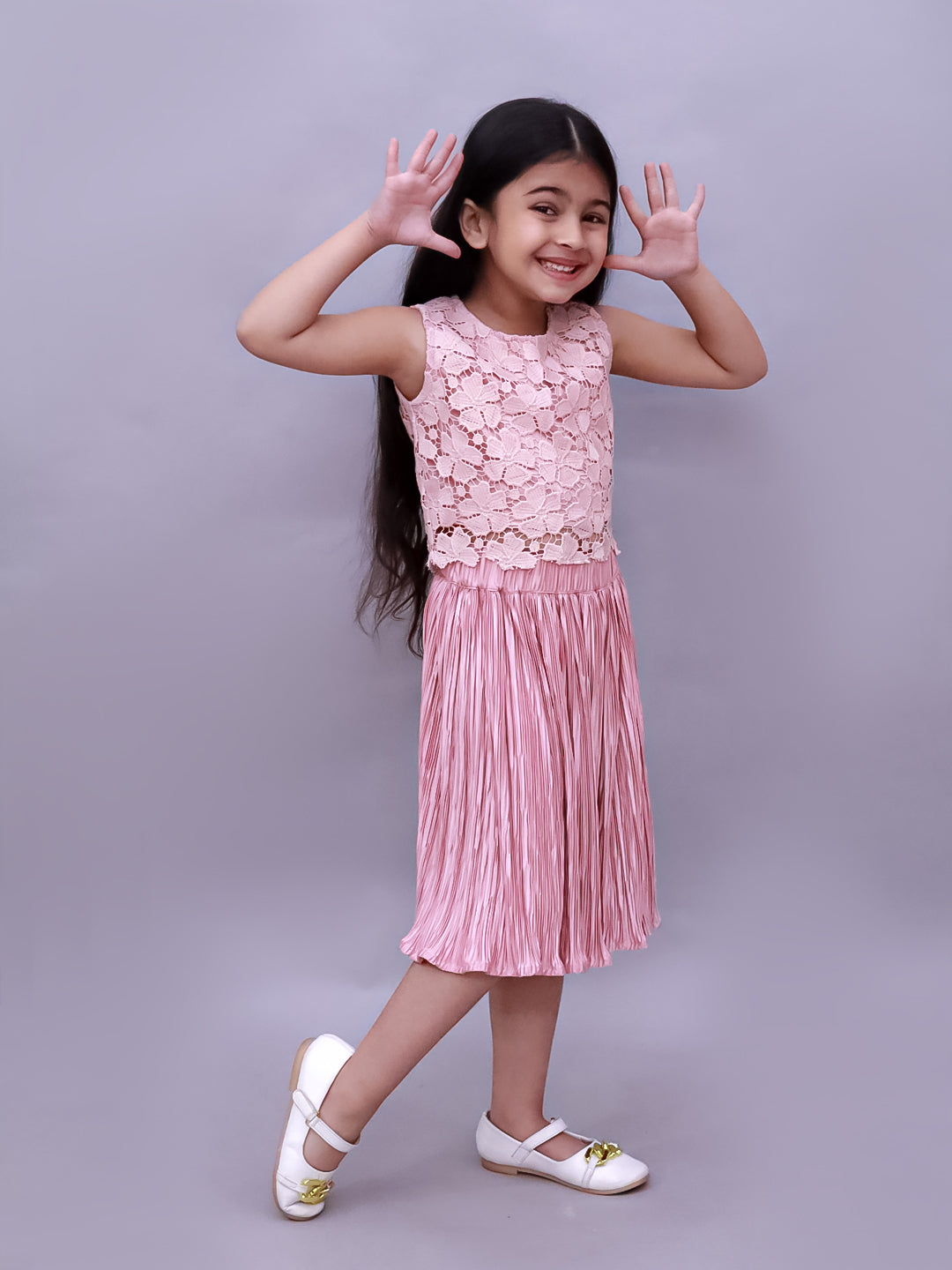 Glam Up Girls Party Peach Top And Skirt