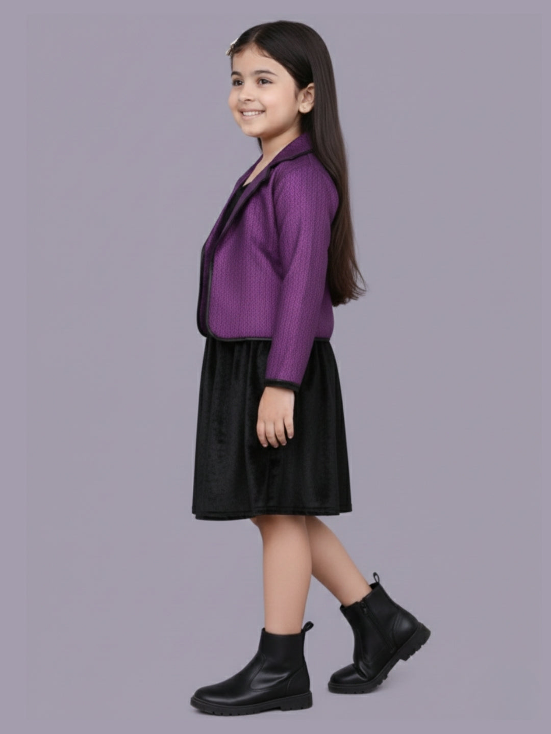 Glam up Girls Party Violet Jacket and Velvet Skirt