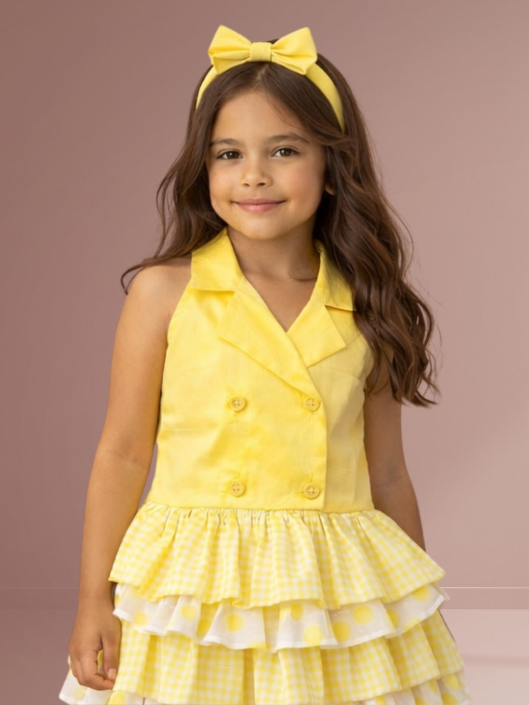 Citrus Crush Girls Yellow Cotton Top and Skirt