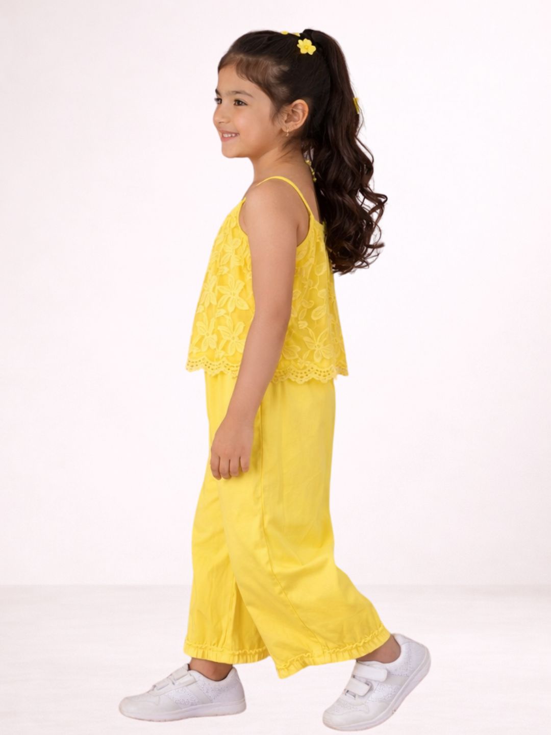 Petal Play Girls Yellow Jumpsuit