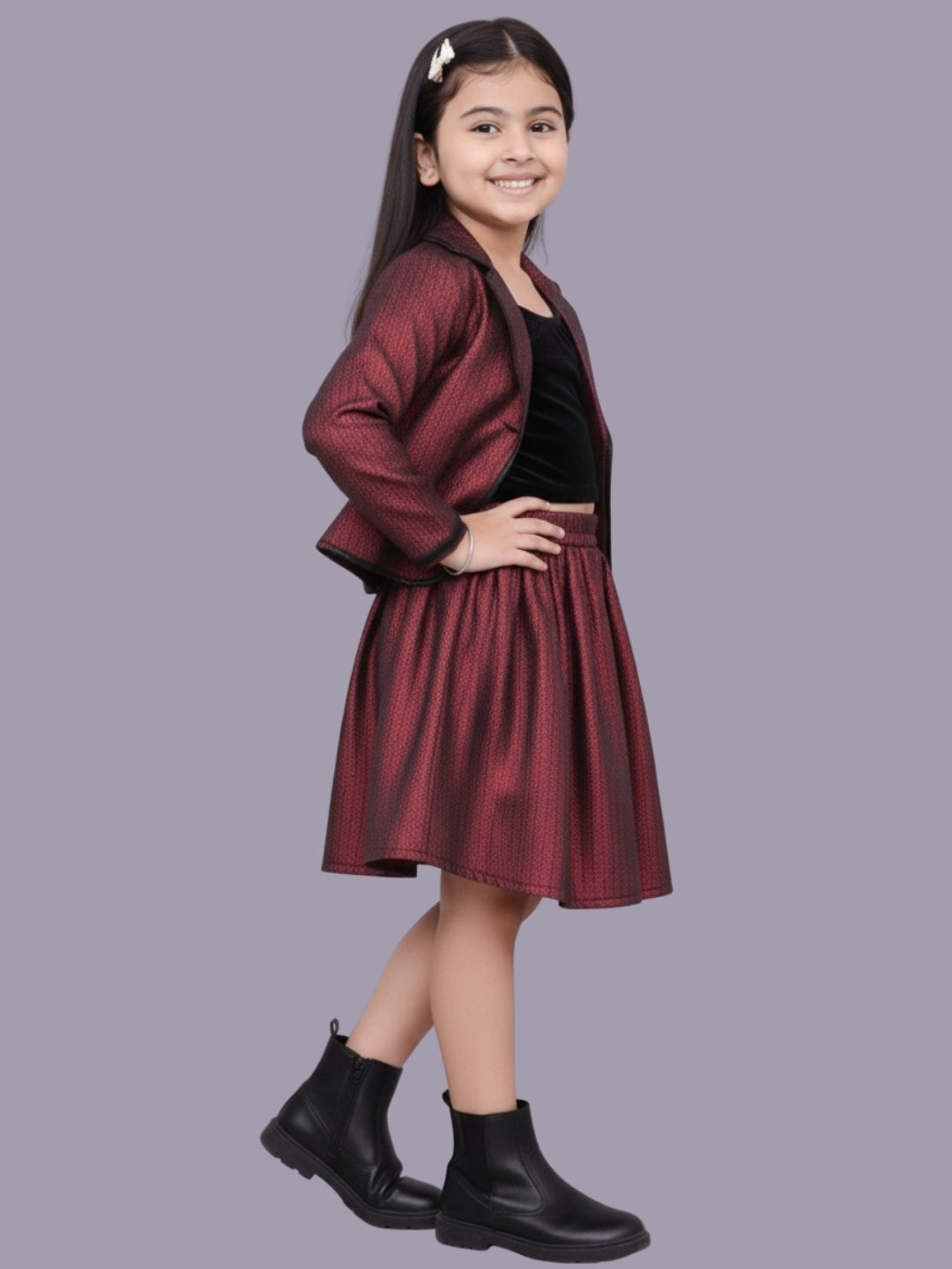 Glam up Girls Party Maroon Jacket