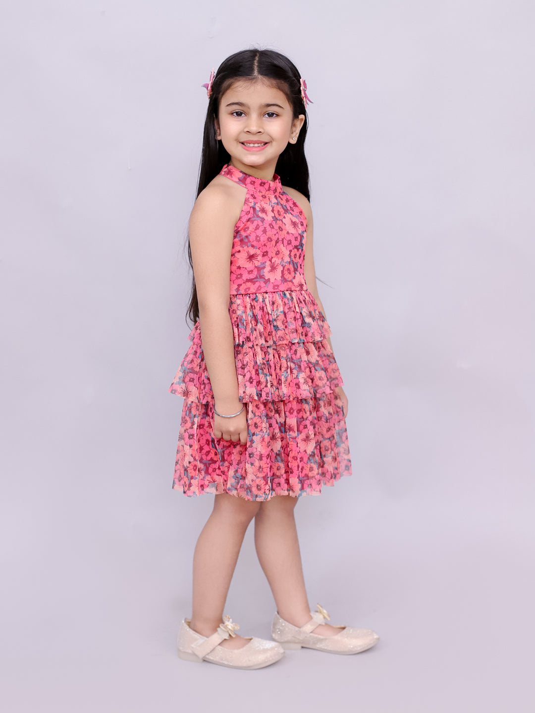Razzle Dazzle Girls Pink Georgette Party Dress