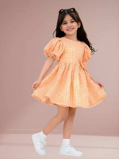 Citrus Crush Girls Orange Cotton Dress