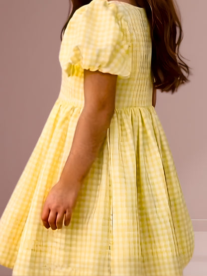 Citrus Crush Girls Yellow Cotton Dress