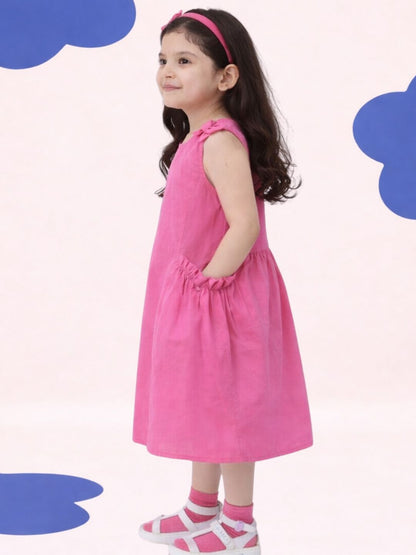 Petal Play Girls Pink Cotton Dress