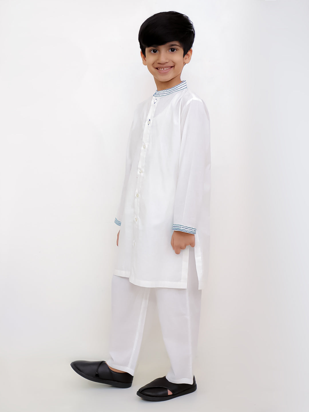 Shor-Gul White Kurta Pyjama Set For Boys