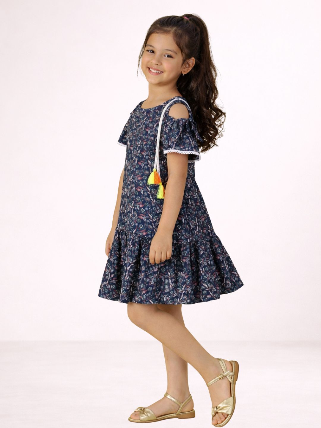 Petal Play Girls Navy Blue Dress