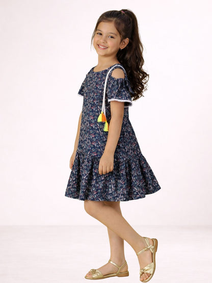 Petal Play Girls Navy Blue Dress