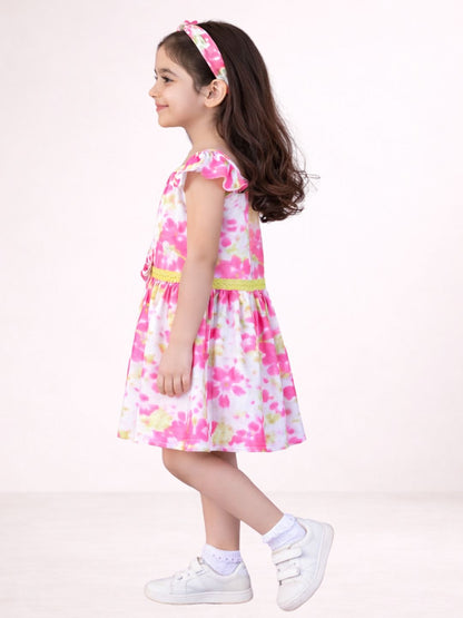 Petal Play Girls Pink Cotton Dress