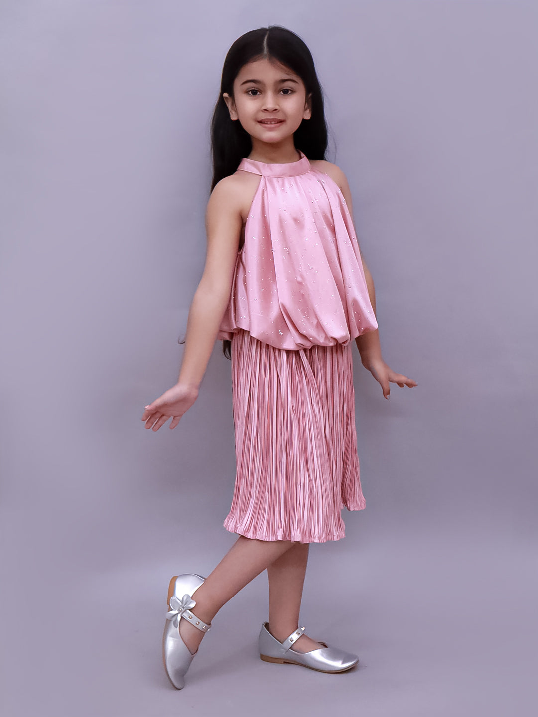 Glam Up Girls Party Peach Top And Skirt