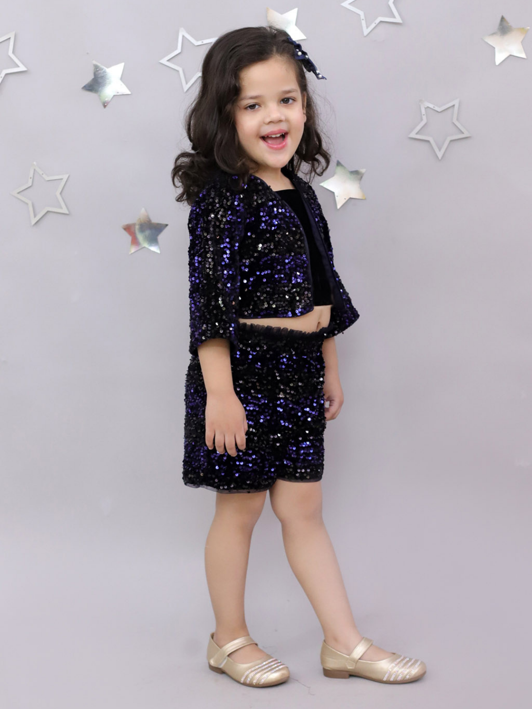 Razzle Dazzle Girls Navy Blue Jacket Bustier and Shorts