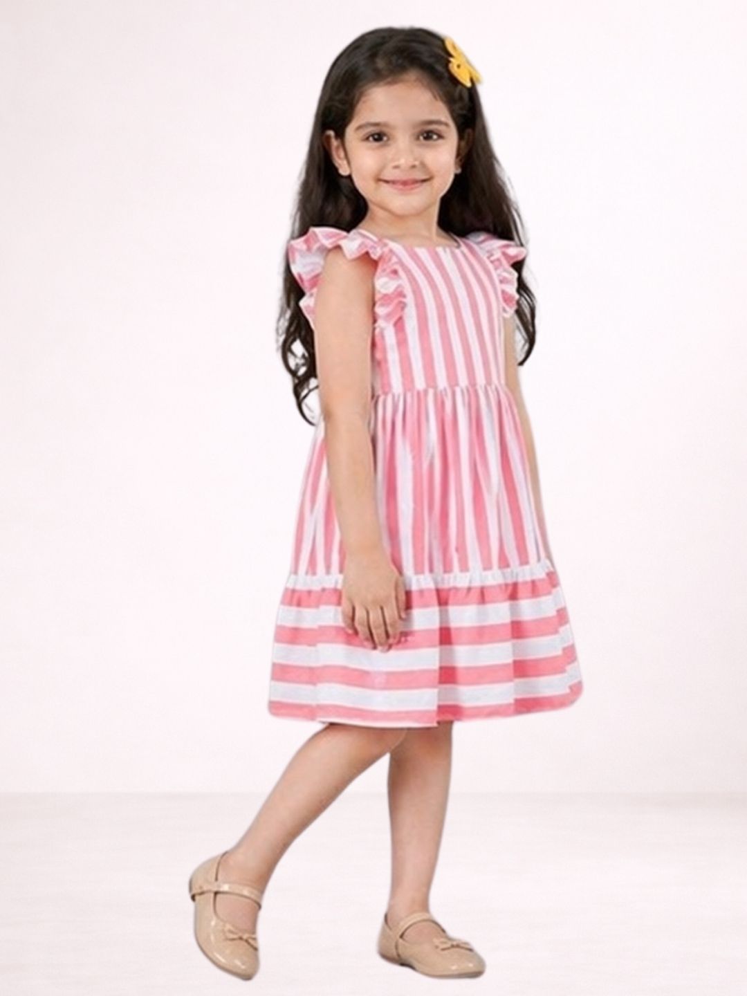 Petal Play Girls Red Cotton Dress