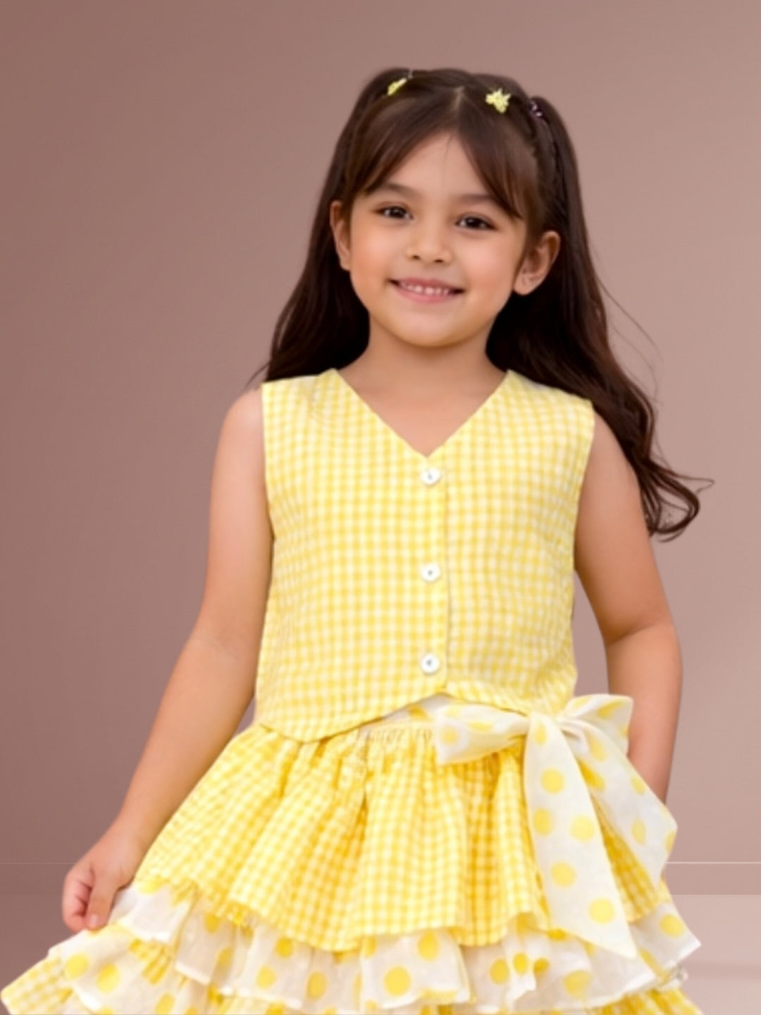 Citrus Crush Girls Yellow Cotton Top and Skirt