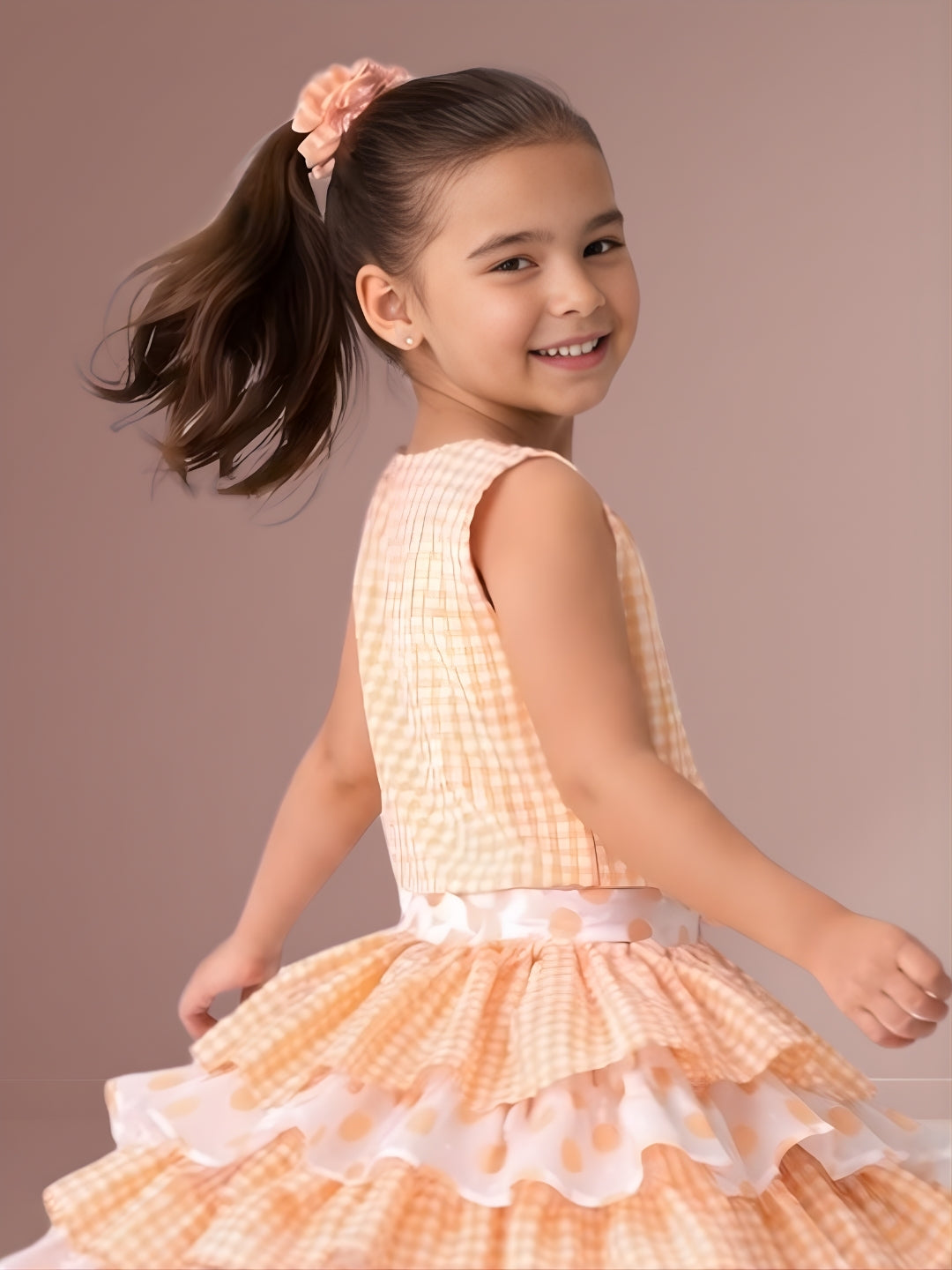 Citrus Crush Girls Orange Cotton Top and Skirt