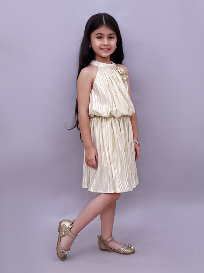 Glam Up Girls Party Golden Top And Skirt