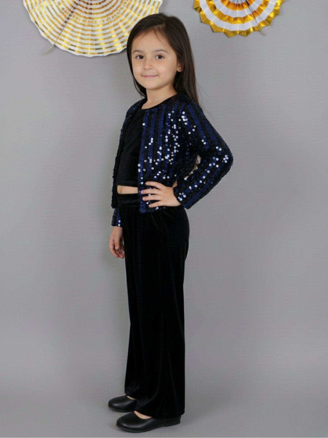 Razzle Dazzle Girls Navy Blue Jacket Bustier and Pant