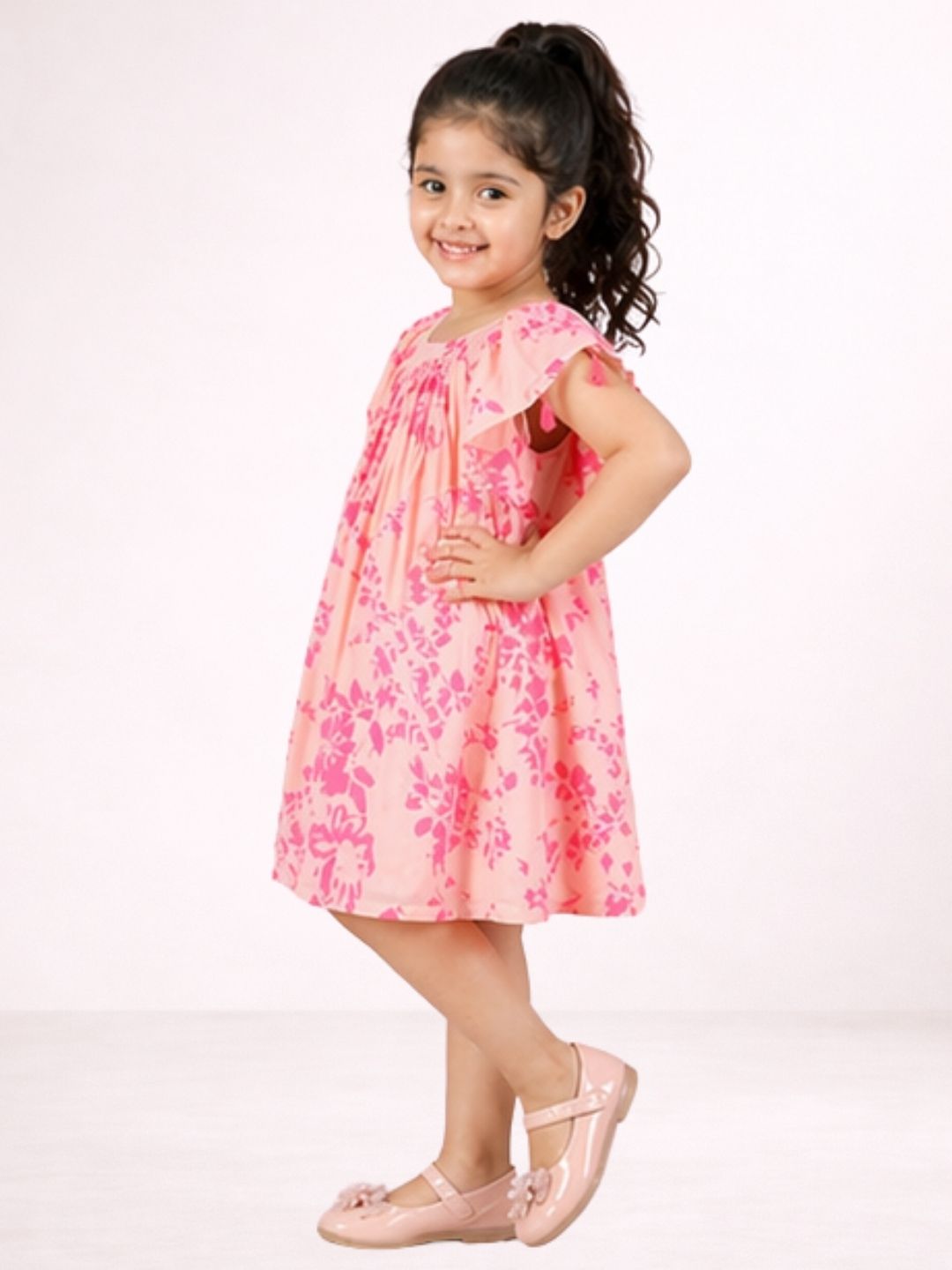 Petal Play Girls Pink Cotton Dress