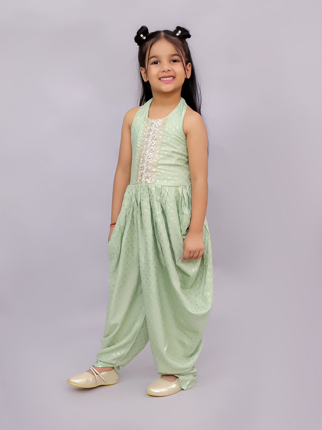 Fusion Fair Girls Green Dhoti Jumper