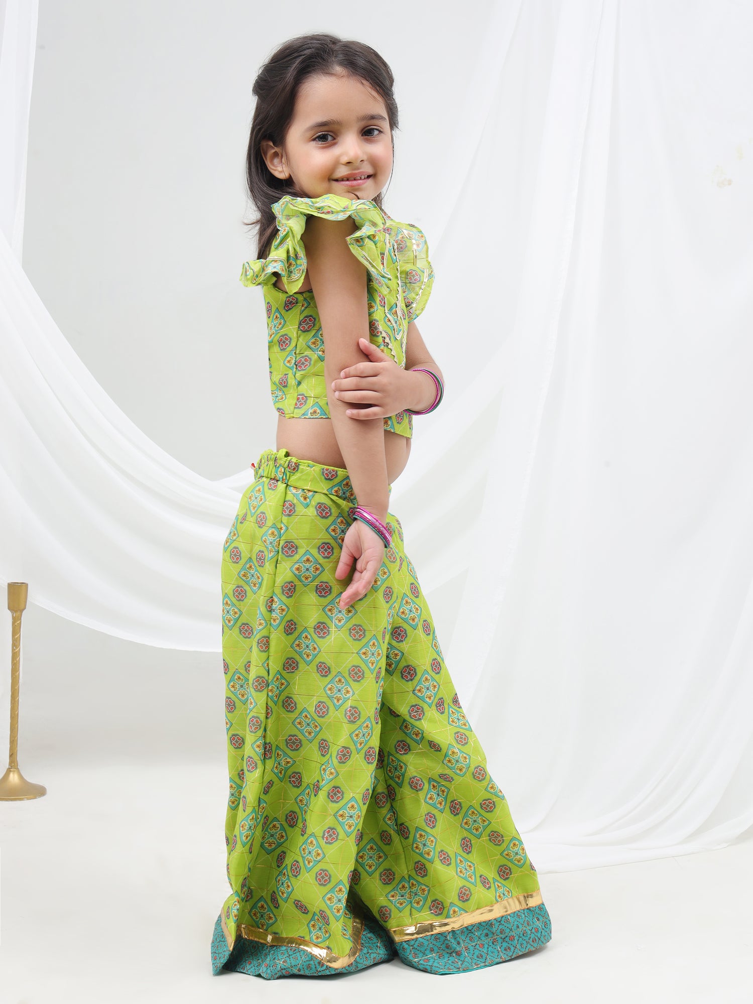 Raangoli Crop Top with Palazzo Girls Co-ordinate set
