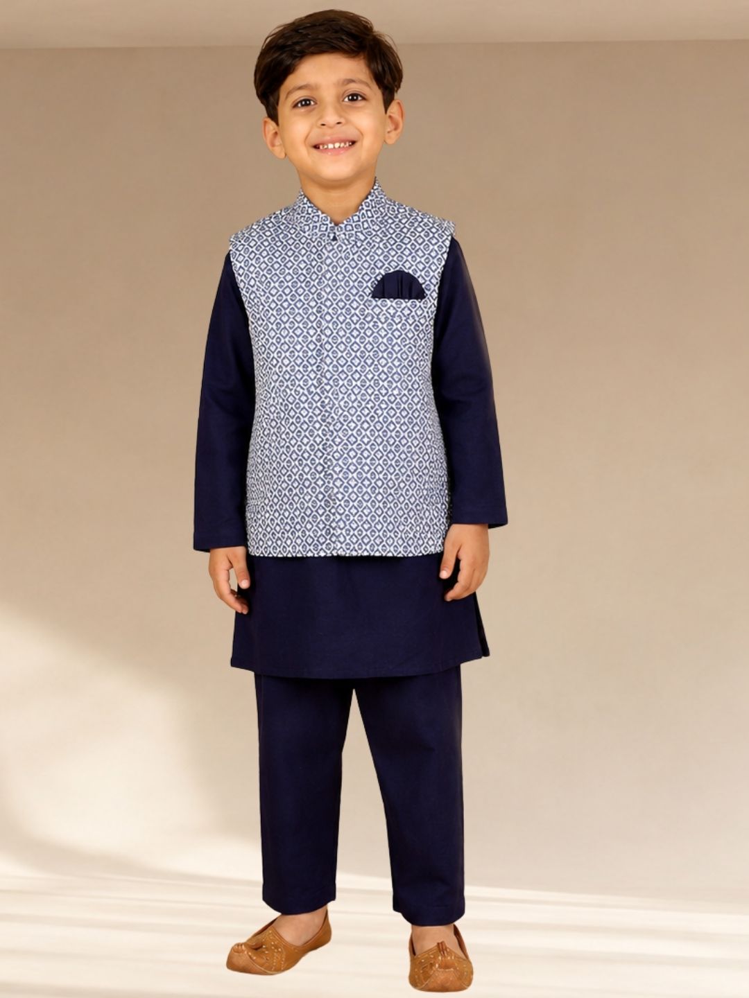 Lil Drama Boys Kurta  pyjama with jacket set