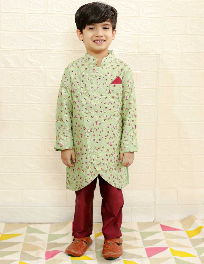 Boys Ethnic asymmetrical cut Kurta Pyjama