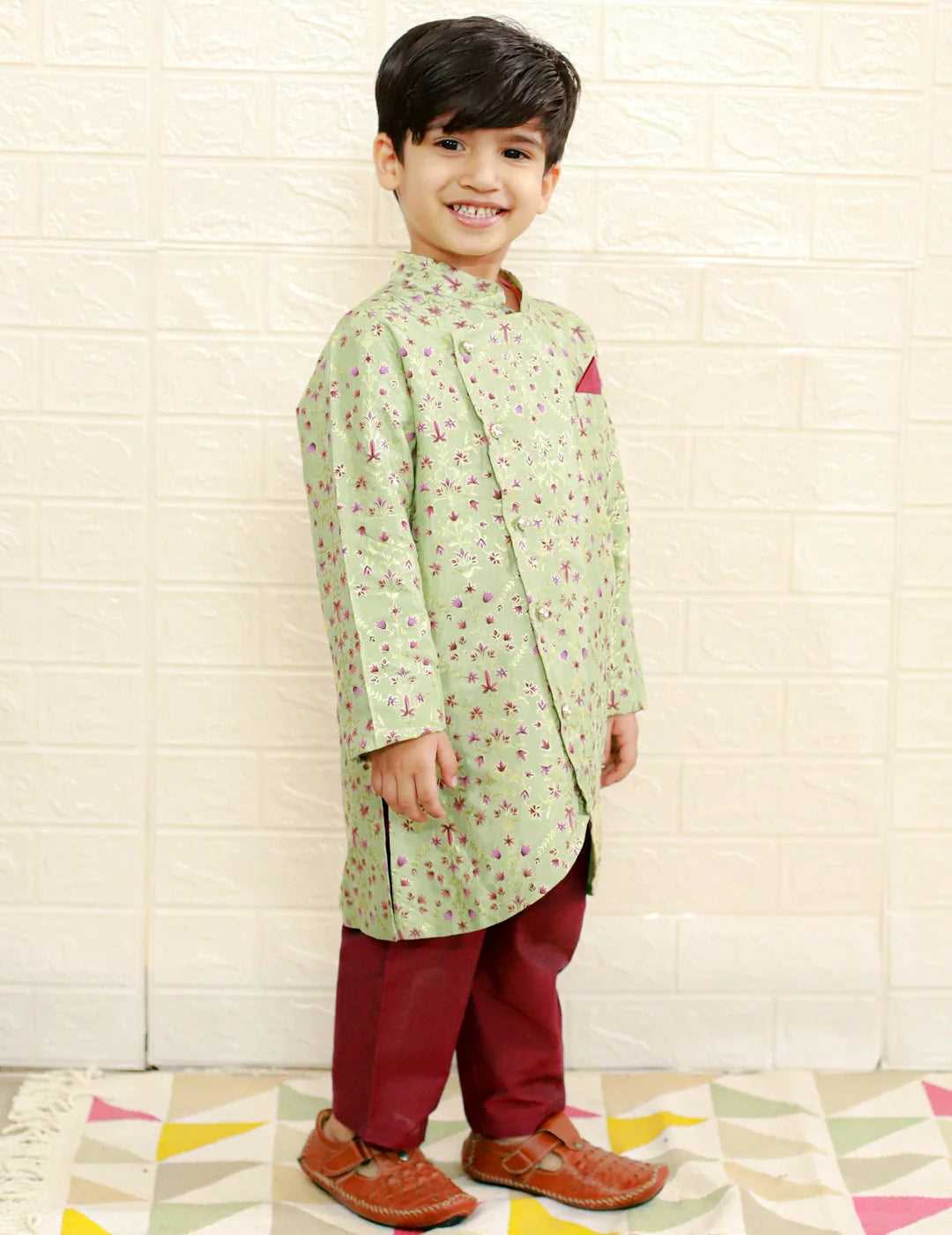 Boys Ethnic asymmetrical cut Kurta Pyjama