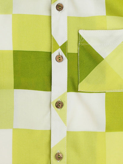 Sassy Boho Boys Green Printed Shirt from the sibling collection