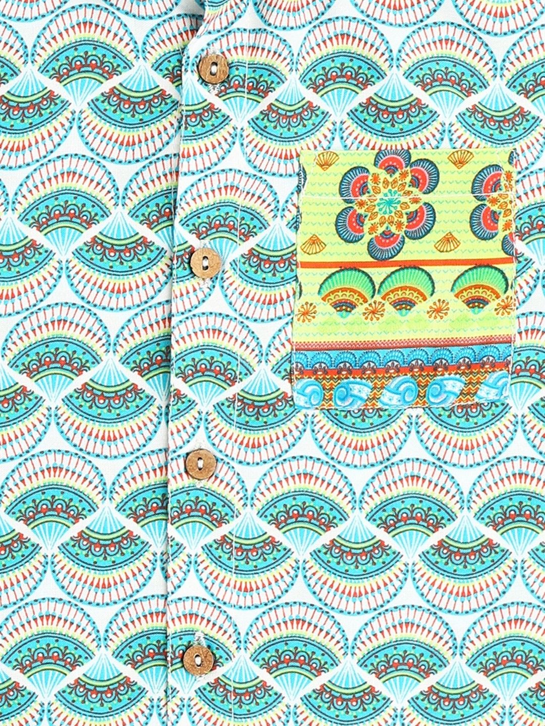 Sassy Boho Boys Green Printed Shirt from the sibling collection