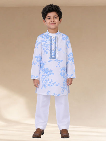 Ethnic Boys White Kurta with pant set