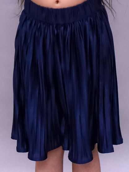 Glam Up Girls Party Pleated Navy Blue Skirt