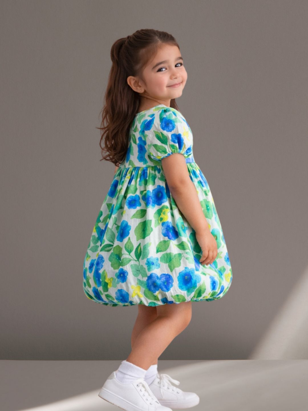 Citrus Crush Girls Blue Cotton Dress