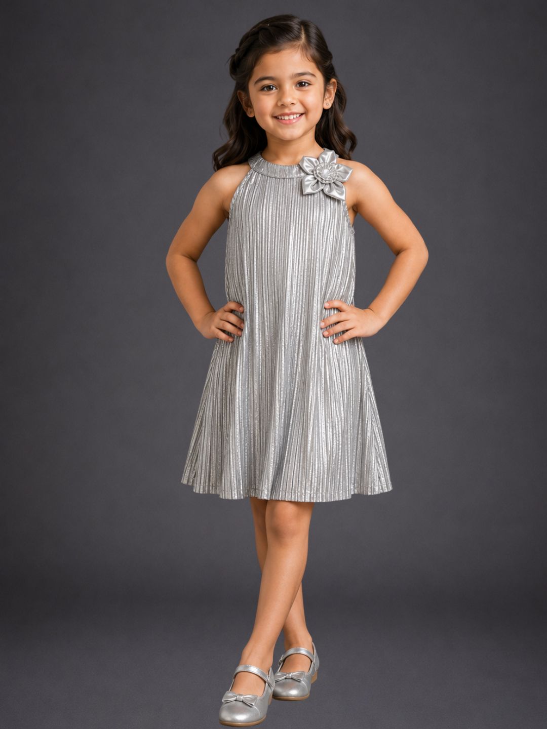 Glam Up Girls Party Grey Dress