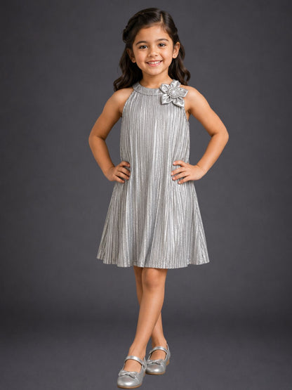 Glam Up Girls Party Grey Dress