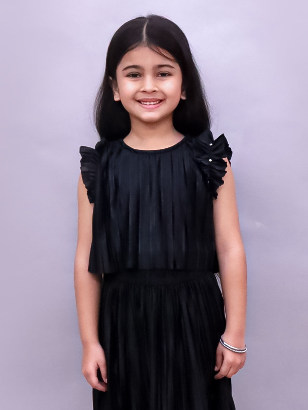 Glam Up Girls Party Black Frill Sleeves Top