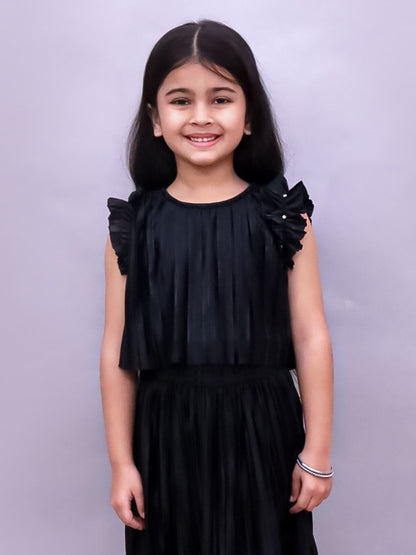 Glam Up Girls Party Black Frill Sleeves Top