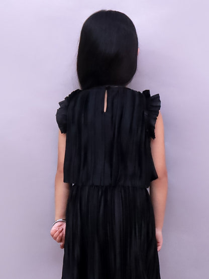 Glam Up Girls Party Black Frill Sleeves Top