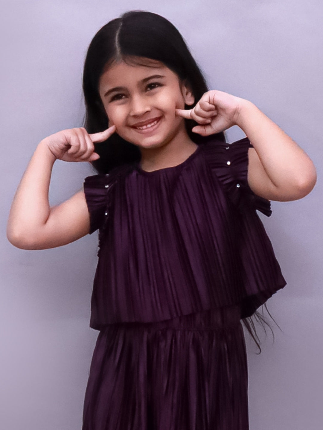 Glam Up Girls Party Wine Frill Sleeves Top