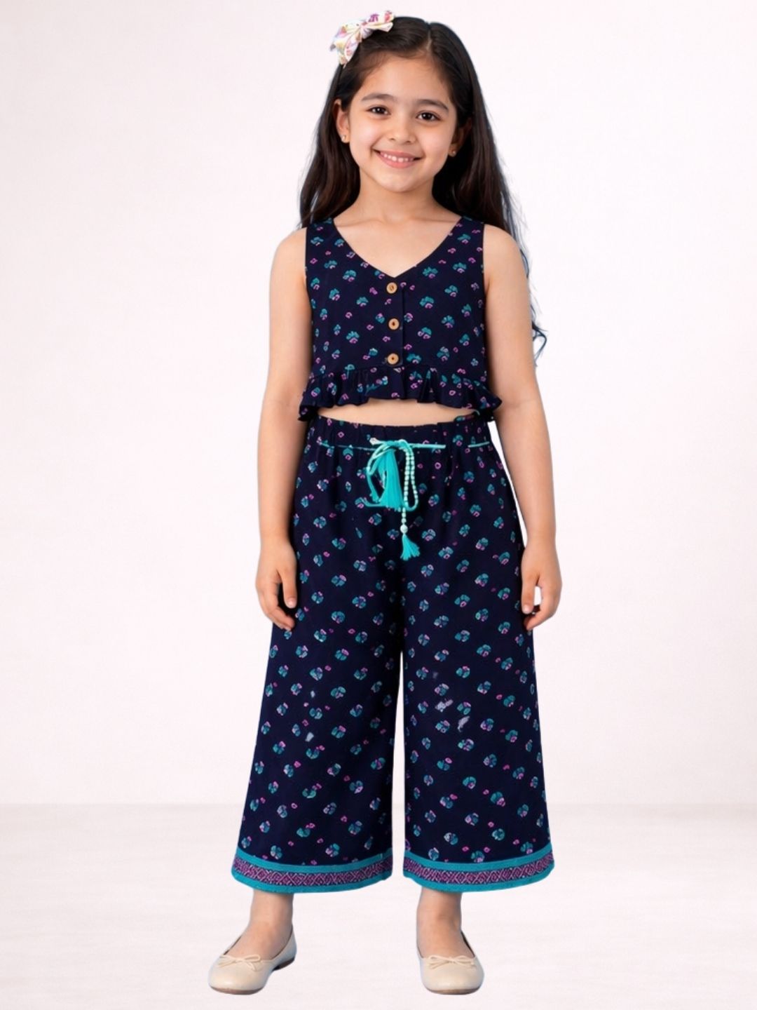 Petal Play Girls Navy Top and Pant Set