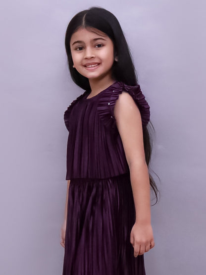 Glam Up Girls Party Wine Frill Sleeves Top
