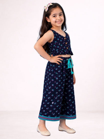 Petal Play Girls Navy Top and Pant Set