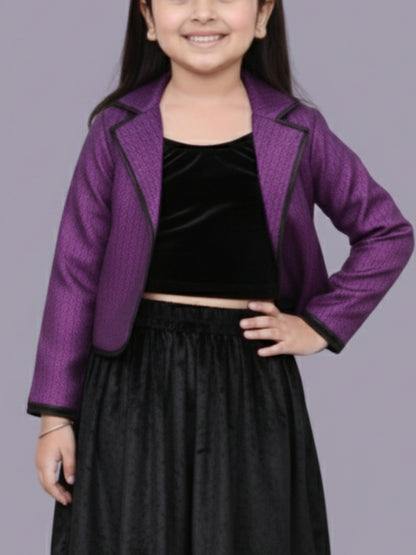 Glam up Girls Party Violet Jacket and Velvet Skirt