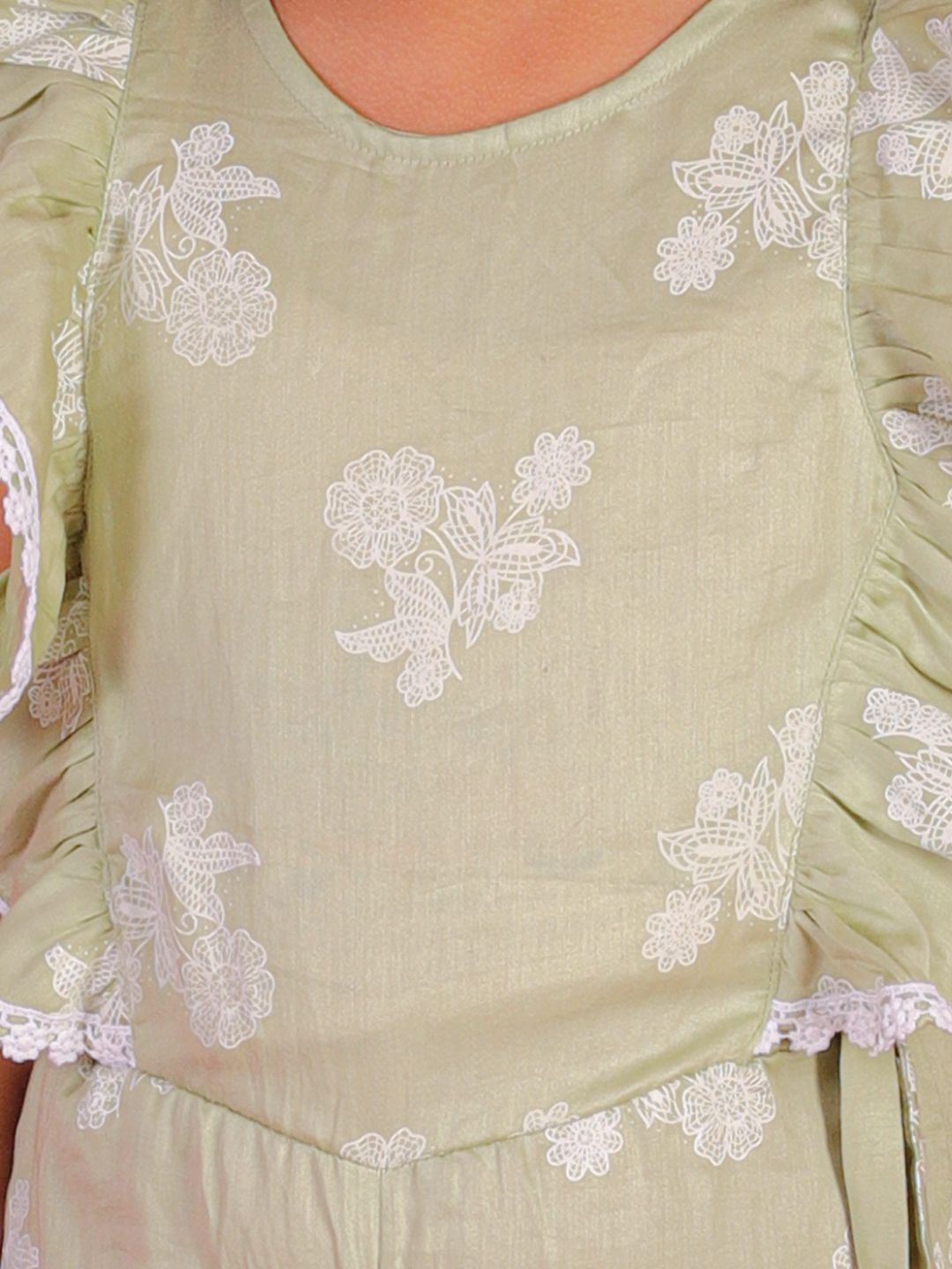 Petal Play Girls Green Jumpsuit