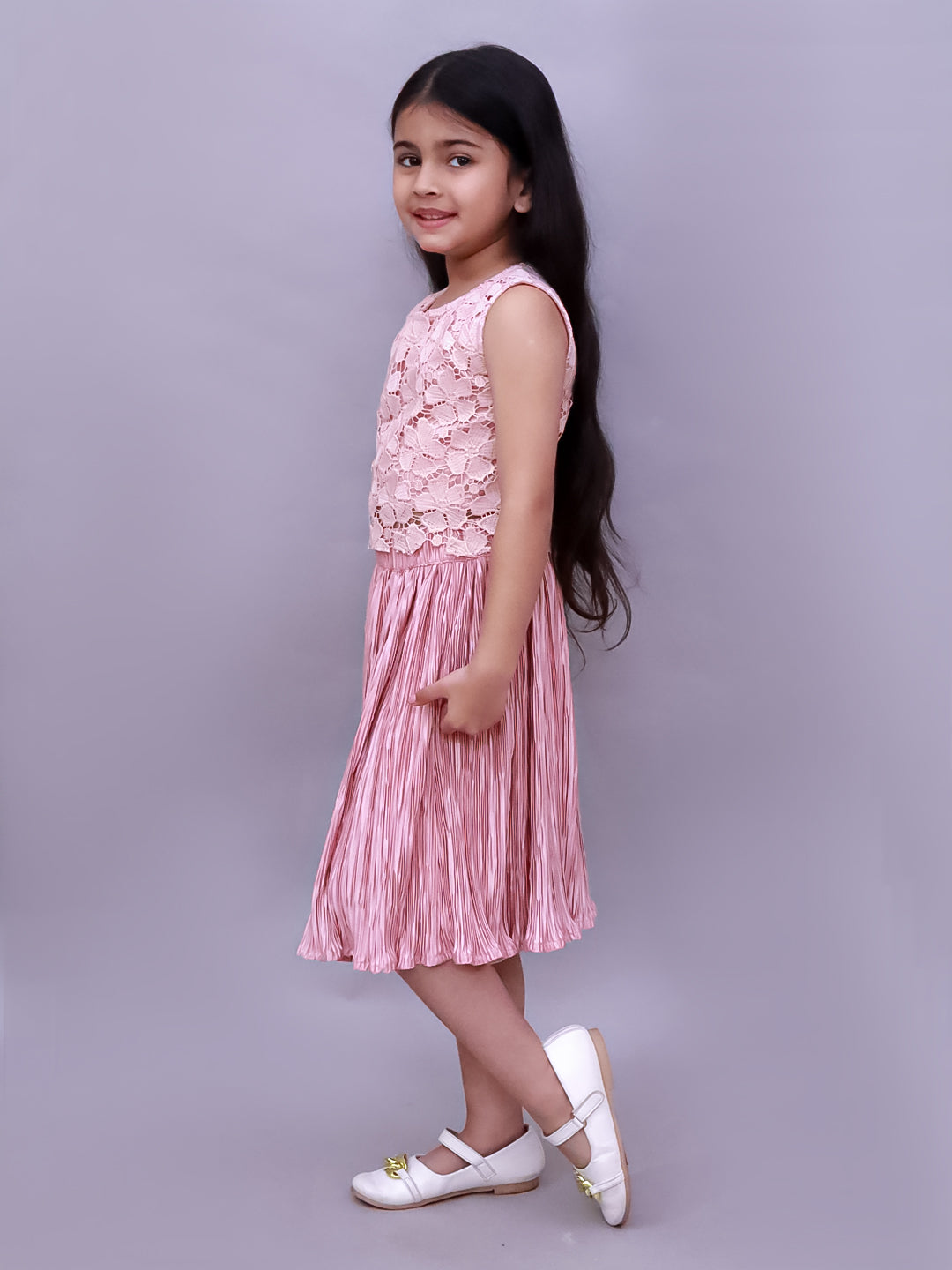 Glam Up Girls Party Peach Top And Skirt