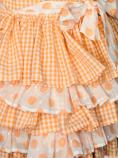Citrus Crush Girls Orange Cotton Top and Skirt