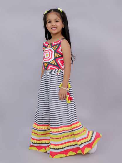 Shor-Gul Multicolor Top and Pant Set For Girls