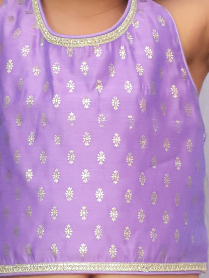 Mishti Purple Lehanga Choli Dupatta Set For Girls