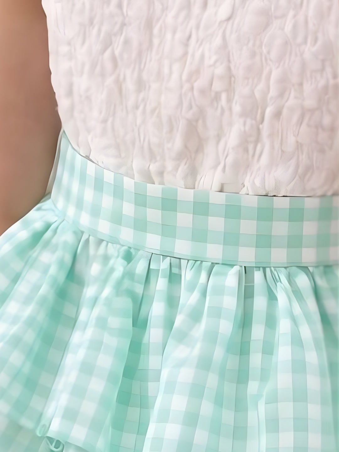 Citrus Crush Girls White Cotton Top and Green Skirt