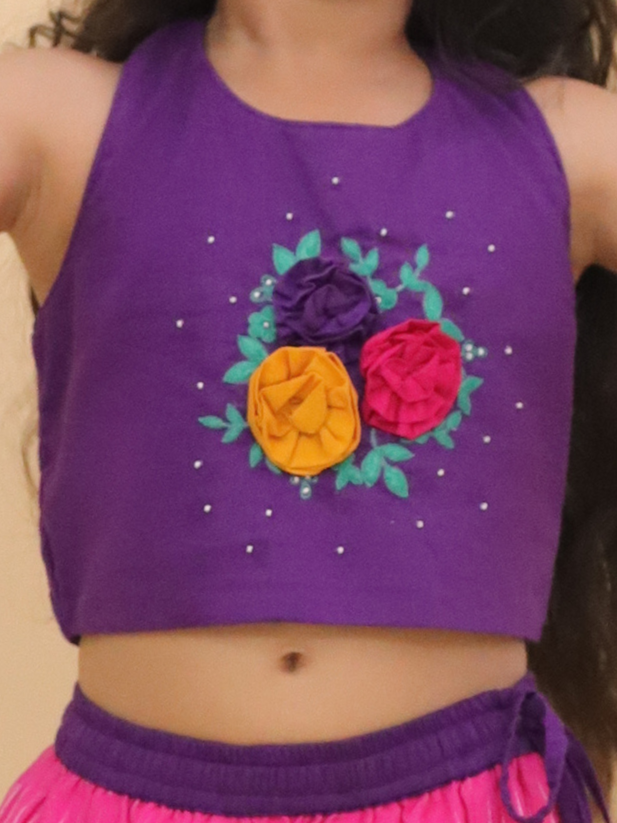 Shor-Gul Purple Lehanga Choli Set For Girls
